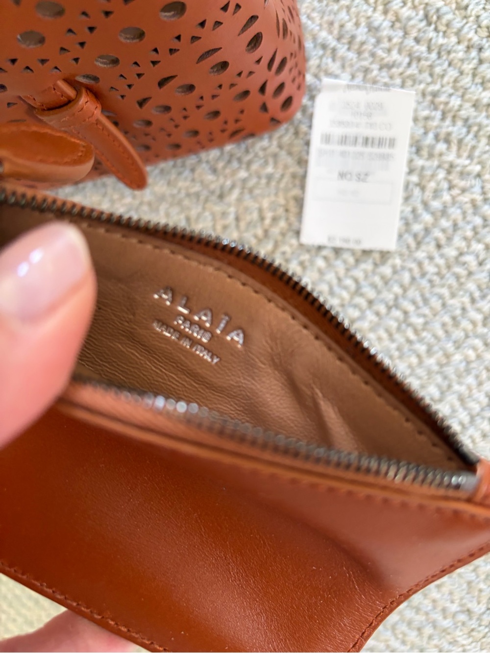 Alaïa Perforated Leather Tote in Cognac Brown - Picture 2 of 6